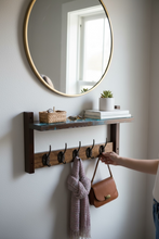 Load image into Gallery viewer, Coat &amp; Hat Rack with Shelf