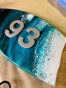 Surfboard House Number Sign