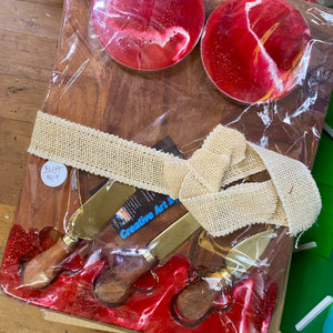 SALE red cheeseboard sets: RRP $109